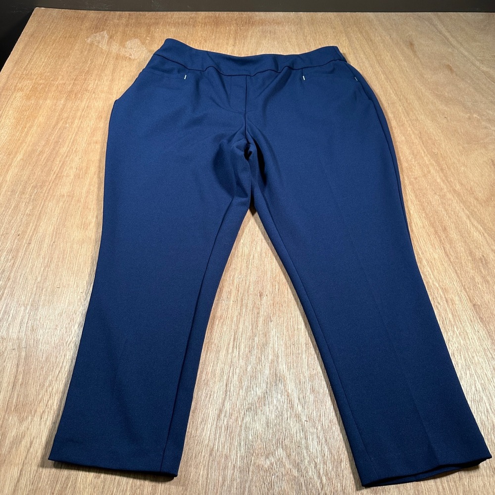 Cato Dress Pants Women 14/16WP Navy Blue Mid-Rise Stretch Workwear Straight Leg